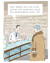 Cartoon: Apotheke (small) by Jan Rieckhoff tagged apotheke,medikamente,arznei,rezept,verschreibung,medizin,tabletten,krank,gesund,preis,pharma,cartoon,karikatur,jan,rieckhoff