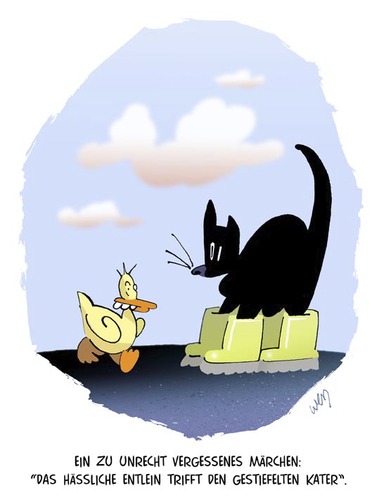 Cartoon: Der gestiefelte Kater (medium) by Weyershausen tagged kater,ente,märchen