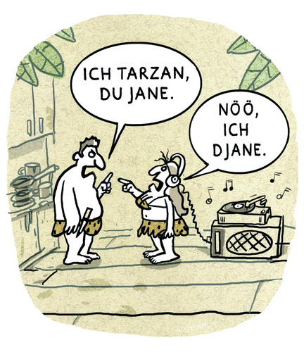 Cartoon: ... (medium) by markus-grolik tagged geschlechterrollen,musik,klischee,hip,hop,disco,grolik,cartoon