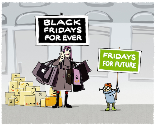 Cartoon: .... (medium) by markus-grolik tagged black,friday,fridays,for,future,konsum,natur,ressourcen,klimawandel,luxus,kapitalismus,wirtschaft,amazon,zalando,jugend,zukunft,black,friday,fridays,for,future,konsum,natur,ressourcen,klimawandel,luxus,kapitalismus,wirtschaft,amazon,zalando,jugend,zukunft