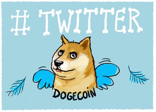 Cartoon: ... (medium) by markus-grolik tagged dogecoin,twitter,elon,musk,bitcoin,dogecoin,twitter,elon,musk,bitcoin