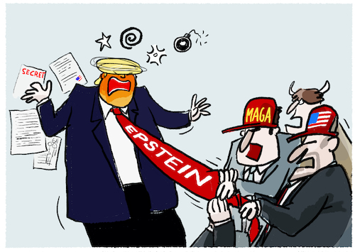 Cartoon: ... (medium) by markus-grolik tagged trump,maga,us,usa,justizministerium,pam,bondi,jeffrey,epstein,missbrauch,sexskandal,prostitution,maedchenhaendler,deep,state,verschwoerungstheorien,prostitutionsring,trump,maga,us,usa,justizministerium,pam,bondi,jeffrey,epstein,missbrauch,sexskandal,prostitution,maedchenhaendler,deep,state,verschwoerungstheorien,prostitutionsring