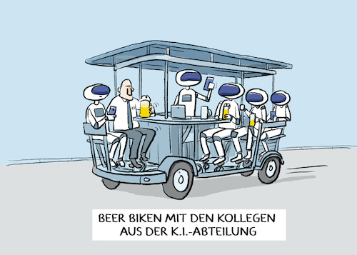 Cartoon: Afterwork-Party... (medium) by markus-grolik tagged beer,biken,bike,ki,kollegen,berufskollegen,betriebsausflug,digitalisierung,automatisierung,bots,betriebsklima,bier,digital,roboter,arbeitskollegen,kollege,ausflug,beer,biken,bike,ki,kollegen,berufskollegen,betriebsausflug,digitalisierung,automatisierung,bots,betriebsklima,bier,digital,roboter,arbeitskollegen,kollege,ausflug