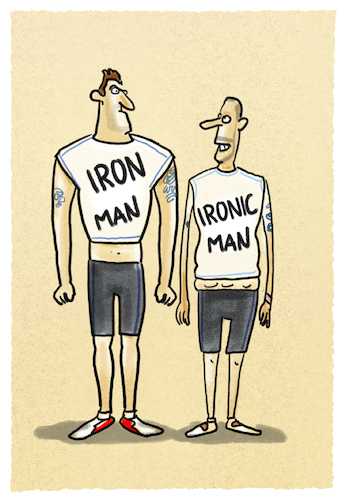 Cartoon: ...Ausdauersport... (medium) by markus-grolik tagged ironman,sport,triaathlon,hawai,extremsport,mann,männerbild,gender,body,ironman,sport,triaathlon,hawai,extremsport,mann,männerbild,gender,body