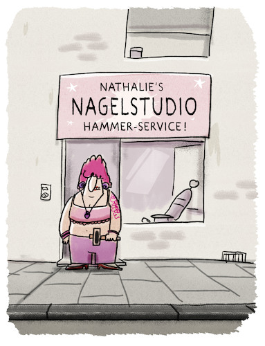 Cartoon: Beauty-Dienstleisterin (medium) by markus-grolik tagged nagel,nails,hammer,service,nagelstudio,beauty,body,frau,frauen,nagel,nails,hammer,service,nagelstudio,beauty,body,frau,frauen