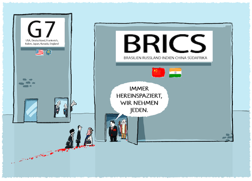 Cartoon: BRICS-Gipfel in Johannesburg... (medium) by markus-grolik tagged brics,russland,china,indien,wirtschaftszonen,g7,syrien,iran,saudi,arabien,kriege,menschenrechte,wirtschaftsraum,brics,russland,china,indien,wirtschaftszonen,g7,syrien,iran,saudi,arabien,kriege,menschenrechte,wirtschaftsraum