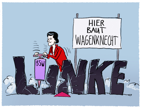 Cartoon: Bündnis Sahra... (medium) by markus-grolik tagged wagenknecht,buendnis,sarah,linke,partei,parteigruendung,parlament,deutschland,linkspartei,wagenknecht,buendnis,sarah,linke,partei,parteigruendung,parlament,deutschland,linkspartei