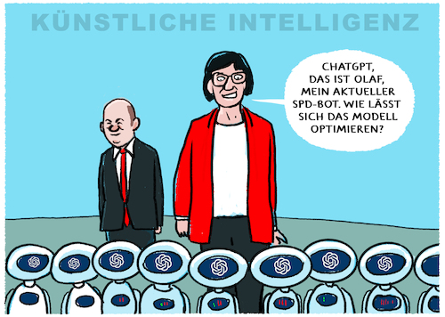 Cartoon: ChatSPD... (medium) by markus-grolik tagged spd,bot,scholz,ki,chatgpt,deutschland,alltag,haushalt,freizeit,lebensqualitaet,kuenstliche,intelligenz,selbstlernend,daten,esken,spd,bot,scholz,ki,chatgpt,deutschland,alltag,haushalt,freizeit,lebensqualitaet,kuenstliche,intelligenz,selbstlernend,daten,esken