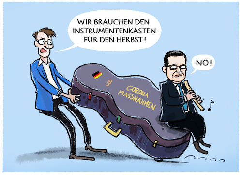 Cartoon: Corona-Herbstvorbereitungen (medium) by markus-grolik tagged gesundheitsminister,lauterbach,buschmann,ampel,deutschland,corona,massnahmen,lockdown,schulschliessungen,herbst,pandemie,fdp,instrumentenkasten,rki,omikron,gesundheitsminister,lauterbach,buschmann,ampel,deutschland,corona,massnahmen,lockdown,schulschliessungen,herbst,pandemie,fdp,instrumentenkasten,rki,omikron