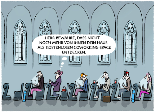 Cartoon: Coworking-Space... (medium) by markus-grolik tagged coworking,kirche,glaube,büro,arbeit,kapitalismus,ausbeutung,freelancer,selbstständig,raum,gott,herr,kirchgänger,coworking,kirche,glaube,büro,arbeit,kapitalismus,ausbeutung,freelancer,selbstständig,raum,gott,herr,kirchgänger