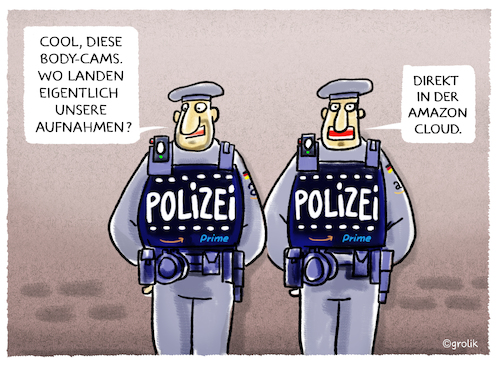 Cartoon: Dein Freund und Helfer... (medium) by markus-grolik tagged bundespolizei,amazon,body,cam,bodycam,bodycams,koerperkamera,datenschutz,polizei,server,cloud,demokratie,sicherheit,bundespolizei,amazon,body,cam,bodycam,bodycams,koerperkamera,datenschutz,polizei,server,cloud,demokratie,sicherheit