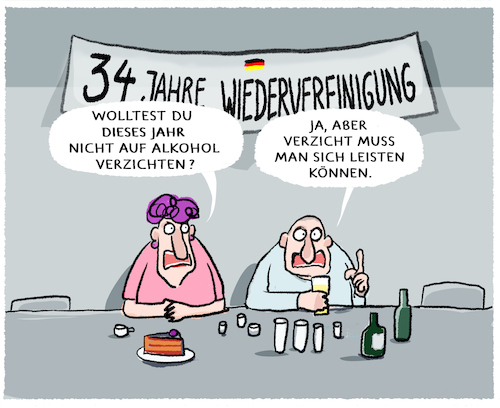 Cartoon: Deutscher Feiertag... (medium) by markus-grolik tagged tag,der,deutschen,einheit,ost,west,feiertag,alkohol,ddr,brd,deutschland,tag,der,deutschen,einheit,ost,west,feiertag,alkohol,ddr,brd,deutschland