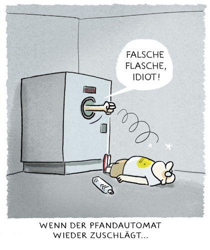 Cartoon: Discounteralltag (medium) by markus-grolik tagged pfandflasche,automat,aggression,alltag,aldi,kunde,flasche,altglas,mülltrennung,pfandflasche,automat,aggression,alltag,aldi,kunde,flasche,altglas,mülltrennung