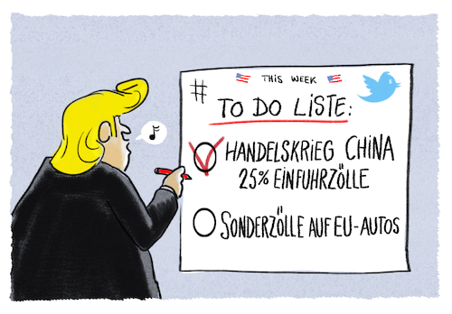 Cartoon: ...Donalds Welthandel... (medium) by markus-grolik tagged zoelle,sonderzoelle,china,europa,usa,autos,boerse,trump,donald,einfuhrzoelle,handelskrieg,peking,börse,einbruch,welthandel,zoelle,sonderzoelle,china,europa,usa,autos,boerse,trump,donald,einfuhrzoelle,handelskrieg,peking,börse,einbruch,welthandel