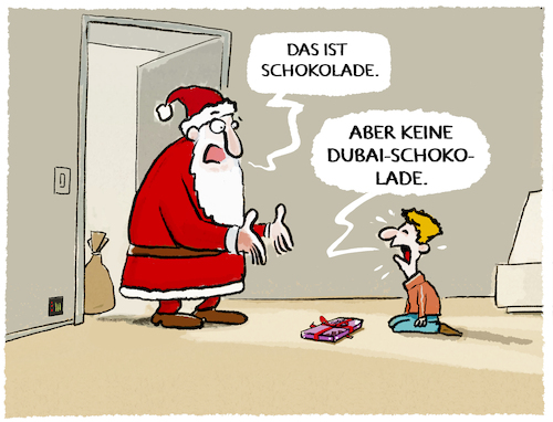 Cartoon: Dubaihype... (medium) by markus-grolik tagged dubai,schokoladen,hype,schokolade,nikolaus,weihnachten,geschenk,luxus,konsum,dubai,schokoladen,hype,schokolade,nikolaus,weihnachten,geschenk,luxus,konsum