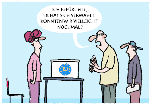 Cartoon: Erstwähler mit... (medium) by markus-grolik tagged eu,europawahl,erstwaehler,wahlalter,eltern,kinder,wahlverhalten,stimmabgabe,erziehungsberechtigte,recht,wahlrecht,jugendliche,eu,europawahl,erstwaehler,wahlalter,eltern,kinder,wahlverhalten,stimmabgabe,erziehungsberechtigte,recht,wahlrecht,jugendliche