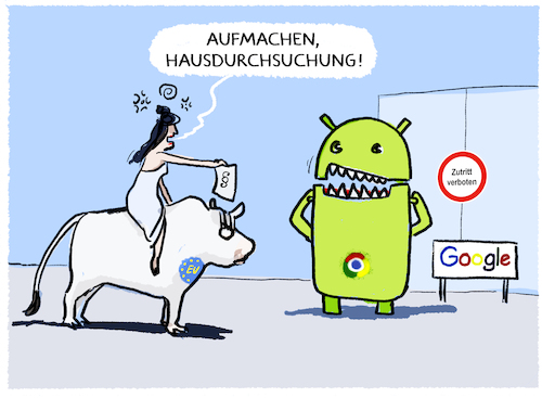 Cartoon: EU vs Google... (medium) by markus-grolik tagged eu,europa,google,hausdurchsuchung,monopol,illustration,karikatur,durchsuchung,firma,eu,europa,google,hausdurchsuchung,monopol,illustration,karikatur,durchsuchung,firma