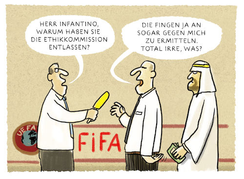 Cartoon: ...FIFA-Gianni... (medium) by markus-grolik tagged gianni,infantino,korruption,ethikkommission,uefa,fussball,saudi,geld,bestechung,vergabe,wmbeckenbauer,blatter,gianni,infantino,korruption,ethikkommission,uefa,fussball,saudi,geld,bestechung,vergabe,wmbeckenbauer,blatter