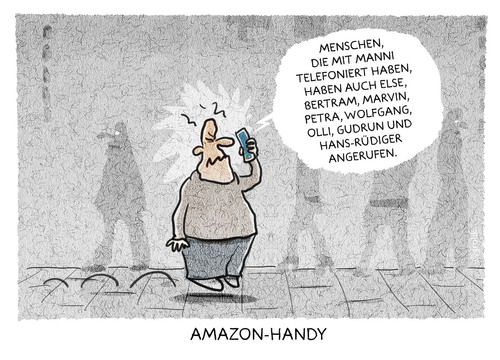 Cartoon: Fire Phone (medium) by markus-grolik tagged amazon,kampfpreis,kunde,kundendaten,smartphone,handy,telefon,telefonieren,werbung,konsument,cartoon,grolik,neuheit,news,technik,freak