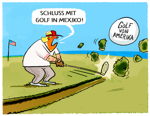 Cartoon: Trumps Golfannektion... (medium) by markus-grolik tagged golf,von,mexiko,trump,usa,us,maga,annektion,umbenennung,amerika,golf,von,mexiko,trump,usa,us,maga,annektion,umbenennung,amerika