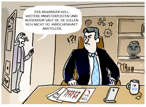 Cartoon: Hubert fordert... (medium) by markus-grolik tagged freie,wähler,csu,bayern,söder,aiwanger,koalition,minister,ministerposten,hubert,landtagswahl,freie,wähler,csu,bayern,söder,aiwanger,koalition,minister,ministerposten,hubert,landtagswahl