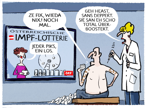 Cartoon: Impfpflicht in Oesterreich (medium) by markus-grolik tagged impflotterie,impfpfplicht,oesterreich,pandemie,omikron,impfquote,piks,los,gewinn,anreiz,wien,spoe,corona,delta,ansteckung,welle,virus,lotterie,gewinnspiel,impflotterie,impfpfplicht,oesterreich,pandemie,omikron,impfquote,piks,los,gewinn,anreiz,wien,spoe,corona,delta,ansteckung,welle,virus,lotterie,gewinnspiel