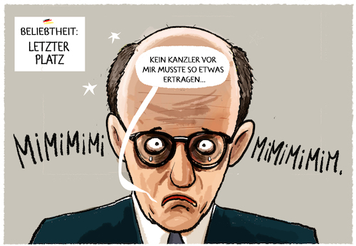 Cartoon: Merz jammert... (medium) by markus-grolik tagged merz,kanzler,interview,beliebtheit,umfragewerte,anfeindungen,medien,deutschland,politik,merz,kanzler,interview,beliebtheit,umfragewerte,anfeindungen,medien,deutschland,politik