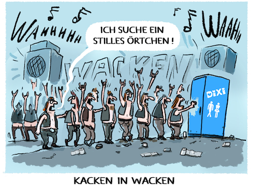 Cartoon: Openair Freiheit... (medium) by markus-grolik tagged wacken,hardrock,openair,festival,sanitaer,metal,heavy,laermpegel,fans,stilles,oertchen,wacken,hardrock,openair,festival,sanitaer,metal,heavy,laermpegel,fans,stilles,oertchen