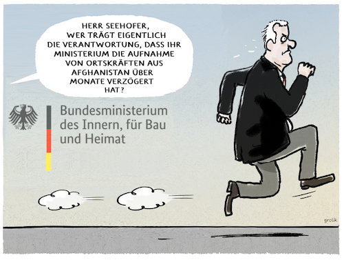 Cartoon: Politische Verantwortung... (medium) by markus-grolik tagged kabul,afghanistan,bundeswehr,politische,verantwortung,csu,innenminister,seehofer,groko,cdu,spd,visa,aufnahme,ortskraefte,kabul,afghanistan,bundeswehr,politische,verantwortung,csu,innenminister,seehofer,groko,cdu,spd,visa,aufnahme,ortskraefte