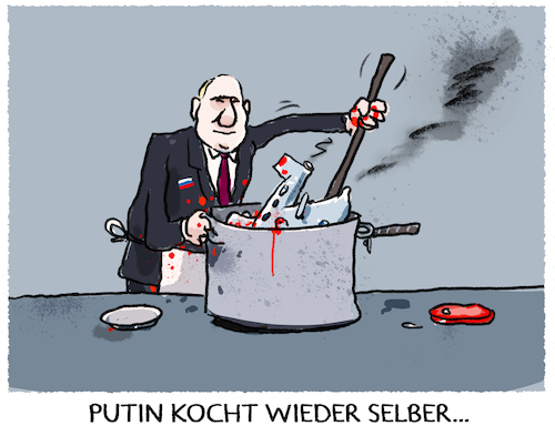 Cartoon: Prigoschin... (medium) by markus-grolik tagged wladimir,wladimirowitsch,putin,prigoschin,russland,wagner,wagnergruppe,krieg,soeldner,ukraine,moskau,geheimdienst,militaer,putins,koch,twer,wladimir,wladimirowitsch,putin,prigoschin,russland,wagner,wagnergruppe,krieg,soeldner,ukraine,moskau,geheimdienst,militaer,putins,koch,twer