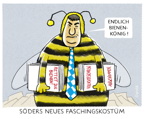 Cartoon: ...Quorum erreicht (medium) by markus-grolik tagged rettet,die,bienen,bayern,volksbegehren,muenchen,artenvielfalt,bienensterben,landwirtschaft,natur,angenommen,quorum,soeder,rettet,die,bienen,bayern,volksbegehren,muenchen,artenvielfalt,bienensterben,landwirtschaft,natur,angenommen,quorum,soeder