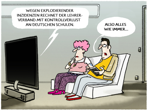 Cartoon: Schulpflicht... (medium) by markus-grolik tagged lehrerverband,schulen,ansteckung,inzidenzen,schulpflicht,schueler,lehrer,schutzmassnahmen,quarantaene,kultusminister,delta,corona,masken,testpflicht,lehrerverband,schulen,ansteckung,inzidenzen,schulpflicht,schueler,lehrer,schutzmassnahmen,quarantaene,kultusminister,delta,corona,masken,testpflicht