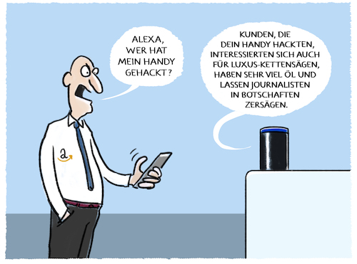 Cartoon: Sicherheitslücke (medium) by markus-grolik tagged amazon,jeff,bezos,hack,handy,gehackt,bin,salma,saudi,arabien,kashoggi,usa,oel,macht,geheimdienst,amazon,jeff,bezos,hack,handy,gehackt,bin,salma,saudi,arabien,kashoggi,usa,oel,macht,geheimdienst