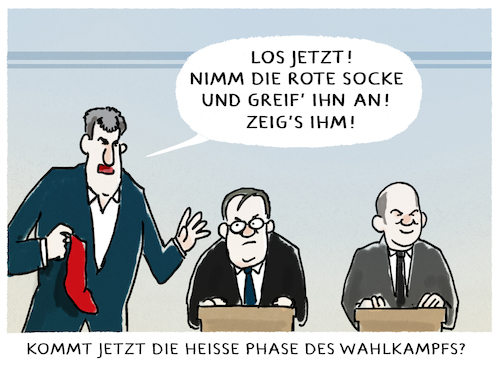 Cartoon: Söder greift ein... (medium) by markus-grolik tagged rote,socken,kampagne,soeder,sommerinterview,union,cdukanzlerkandidat,schlafwagen,laschet,triell,scholz,spd,umfrage,rote,socken,kampagne,soeder,sommerinterview,union,cdukanzlerkandidat,schlafwagen,laschet,triell,scholz,spd,umfrage