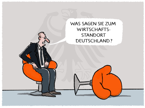 Cartoon: Standortfrage... (medium) by markus-grolik tagged deutschland,standort,wirtschaft,industrie,strompreis,energiewende,konsum,ampel,deutschland,standort,wirtschaft,industrie,strimpreis,energiewende,konsum,ampel