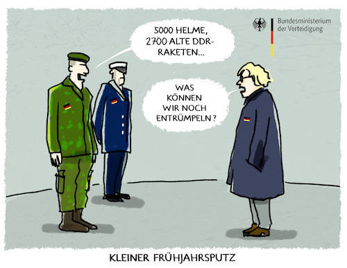 Cartoon: Strela aus NVA Beständen... (medium) by markus-grolik tagged fruehjahrsputz,bundeswehr,verteidigung,strela,ddr,nva,raketen,ukraine,kiew,russland,putin,krieg,deutschland,berlin,demokratie,lambrecht,verteidigungsministerium,fruehjahrsputz,bundeswehr,verteidigung,strela,ddr,nva,raketen,ukraine,kiew,russland,putin,krieg,deutschland,berlin,demokratie,lamprecht,verteidigungsministerium