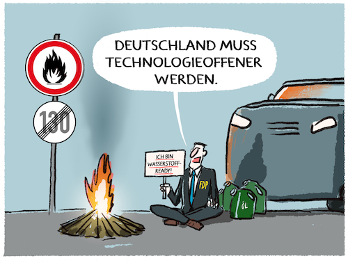 Cartoon: Technologieoffenheit der FDP (medium) by markus-grolik tagged technologieoffenheit,oel,wasserstoff,kernfusion,gas,energie,energiewende,ampel,fdp,deutschland,tempolimit,technologieoffenheit,oel,wasserstoff,kernfusion,gas,energie,energiewende,ampel,fdp,deutschland,tempolimit