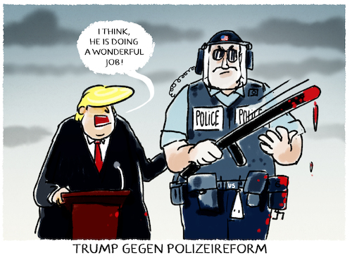 Cartoon: Trump lobt... (medium) by markus-grolik tagged polizeigewalt,black,lives,matter,george,floyd,minneapolis,trump,biden,usa,polizeigewalt,black,lives,matter,george,floyd,minneapolis,trump,biden,usa