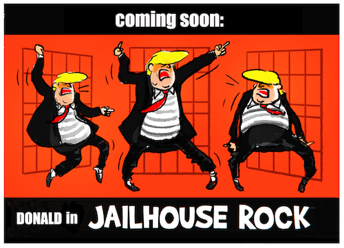 Cartoon: Trump mehrfach angeklagt... (medium) by markus-grolik tagged donald,trump,anklage,klageschrift,ex,präsident,usa,republikaner,jailhouse,rock,pop,mythos,ikone,elvis,presley,us,demokratie,sturm,aufs,kapitol,gericht,rechtsstaat,donald,trump,anklage,klageschrift,ex,präsident,usa,republikaner,jailhouse,rock,pop,mythos,ikone,elvis,presley,us,demokratie,sturm,aufs,kapitol,gericht,rechtsstaat