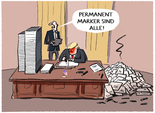 Cartoon: Trumps MAGA Dekrete... (medium) by markus-grolik tagged dekrete,usa,trump,praesident,washington,maga,wirtschaft,vormacht,dealmaker,eding,unterschrift,usregierung,strafzölle,zölle,globalisierung,handel,dekrete,usa,trump,praesident,washington,maga,wirtschaft,vormacht,dealmaker,eding,unterschrift,usregierung,strafzölle,zölle,globalisierung,handel