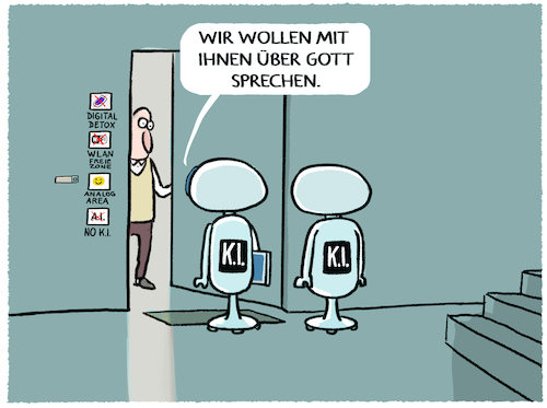 Cartoon: Überzeugungsarbeit... (medium) by markus-grolik tagged kuenstliche,intelligenz,emotion,algorithmus,programmierung,filter,zukunft,chatgpt,bot,automatisierung,sisyphus,sisyphusarbeit,alltag,arbeit,arbeitswelt,zeugen,jehovas,kuenstliche,intelligenz,emotion,algorithmus,programmierung,filter,zukunft,chatgpt,bot,automatisierung,sisyphus,sisyphusarbeit,alltag,arbeit,arbeitswelt,zeugen,jehovas