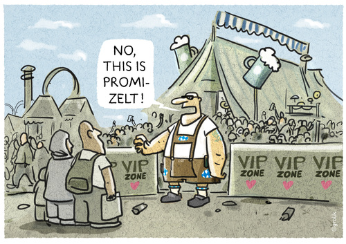 Cartoon: ...VIP-Lounge... (medium) by markus-grolik tagged wiesn,oktoberfest,promi,promis,vip,zone,lounge,bier,flüchtlinge,erstaufnahmelager,zelt,bierzelt,münchen,weltstadt,saufen,csu,geld,status,heimat,cartoon,grolik,wiesn,oktoberfest,promi,promis,vip,zone,lounge,bier,flüchtlinge,erstaufnahmelager,zelt,bierzelt,münchen,weltstadt,saufen,csu,geld,status,heimat,cartoon,grolik