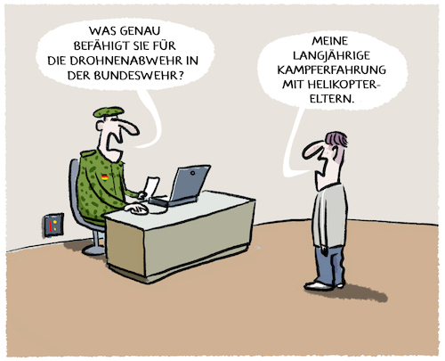 Cartoon: Wehrdienst-Assessment... (medium) by markus-grolik tagged musterung,bewerbung,bundeswehr,freiwillig,deutschland,verteidigung,assessment,musterung,bewerbung,bundeswehr,freiwillig,deutschland,verteidigung,assessment