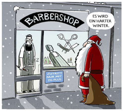 Cartoon: Weihnachtsfeeling (medium) by markus-grolik tagged 2g,plus,corona,massnahmen,geimpfte,ungeimpfte,kontaktbeschraenkungen,frisoer,einzelhandel,gastststaetten,barbershop,nikolaus,weihnachtsmann,weihnachten,pandemie,2g,plus,corona,massnahmen,geimpfte,ungeimpfte,kontaktbeschraenkungen,frisoer,einzelhandel,gastststaetten,barbershop,nikolaus,weihnachtsmann,weihnachten,pandemie