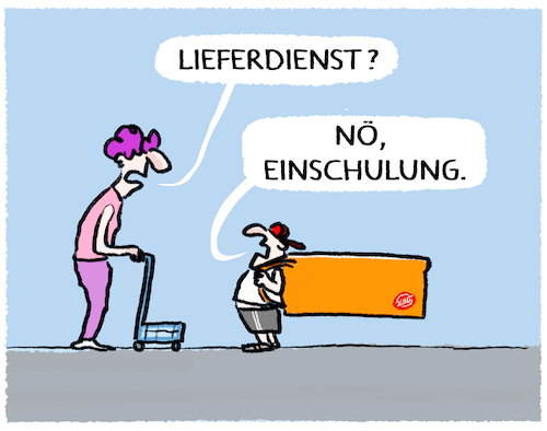 Cartoon: Wenn der Ranzen wieder ruft... (medium) by markus-grolik tagged schul,ranzen,einschulung,ferienende,kinder,kindheit,grindschule,lieferdienst,ausbildung,bildung,belastung,schul,ranzen,einschulung,ferienende,kinder,kindheit,grindschule,lieferdienst,ausbildung,bildung,belastung