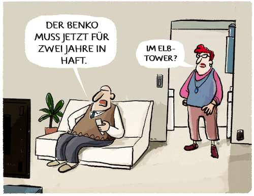 Cartoon: Wunderwuzzi in jail... (medium) by markus-grolik tagged benko,immobilien,insolvenz,verschleppung,elbtower,galeria,kaufhof,deutschland,oesterreich,gericht,benko,immobilien,insolvenz,verschleppung,elbtower,galeria,kaufhof,deutschland,oesterreich,gericht