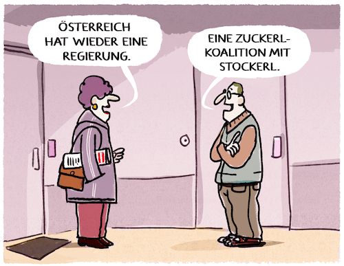 Cartoon: Zuckerl mit Stockerl.... (medium) by markus-grolik tagged österreich,wien,regierungskoalition,övp,spö,neos,österreich,wien,regierungskoalition,övp,spö,neos