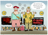 Cartoon: Chaos bei der Lufthansa.. (small) by markus-grolik tagged lufthansa,flugverkehr,verspaetungen,flugausfaelle,it,system,glasfaser,bagger,deutsche,bahn,bauarbeiten,deutschland