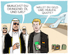 Cartoon: Habeck kauft ein (small) by markus-grolik tagged habeck,gruene,ampel,wirtschaft,deutschland,energiepolitik,aussenpolitik,ukraine,krieg,russland,oel,gas,fosslie,energie,katar,vereinigte,sauid,arabien,emirate
