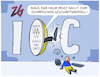 Cartoon: IOC (small) by markus-grolik tagged ioc,helm,ukraine,disqualifizierung,geschaeftsmodell,geld,zuschauer,funktionaere,olympia,sport,wintersport,politik